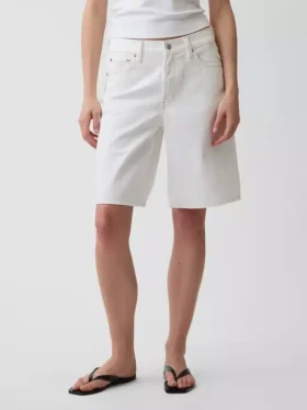 Pantaloncini in denim a vita media e linea allungata da 11″