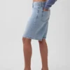 Pantaloncini in denim a vita media e linea allungata da 11"