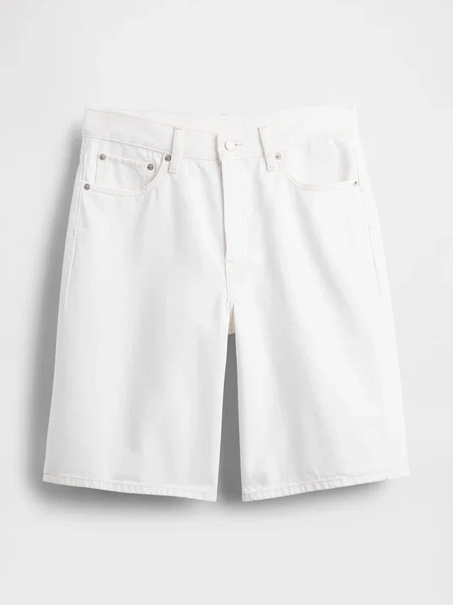 Pantaloncini in denim a vita media e linea allungata da 11"