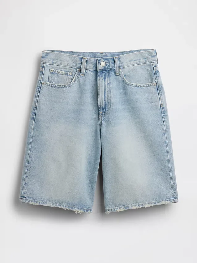 Pantaloncini in denim a vita media e linea allungata da 11"