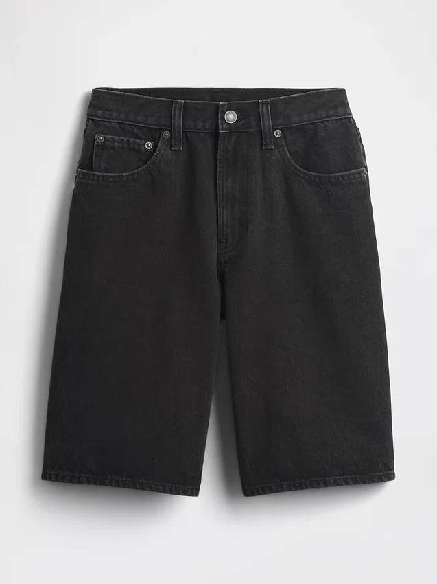 Pantaloncini in denim a vita media e linea allungata da 11"