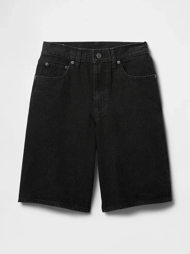 Pantaloncini in denim a vita media e linea allungata da 11"
