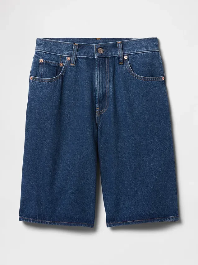 Pantaloncini in denim a vita media e linea allungata da 11"