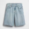 Pantaloncini in denim a vita media e linea allungata per bambini