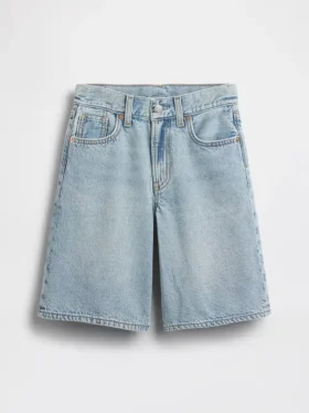 Pantaloncini in denim a vita media e linea allungata per bambini