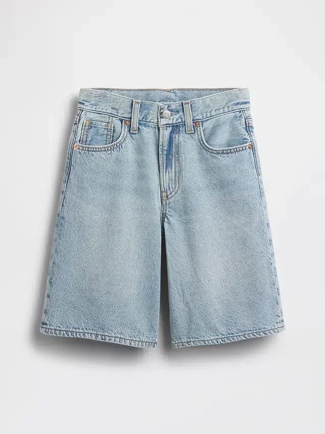 Pantaloncini in denim a vita media e linea allungata per bambini