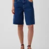 Pantaloncini in denim a vita media e linea lunga