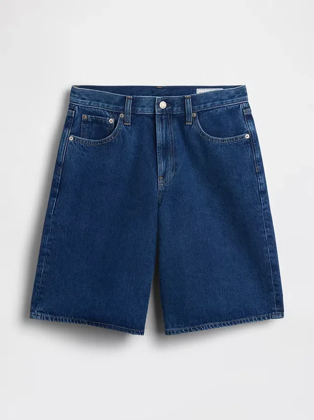 Pantaloncini in denim a vita media e linea lunga