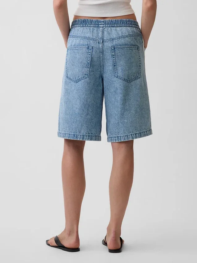 Pantaloncini in denim a vita media “Easy Stripe” ultra morbidi, modello longline, da 11"