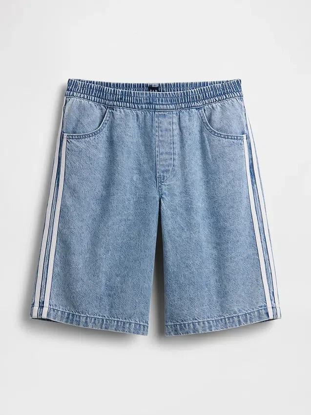 Pantaloncini in denim a vita media “Easy Stripe” ultra morbidi, modello longline, da 11"