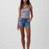 Pantaloncini in denim con chiusura allacciata a vita bassa da 3"