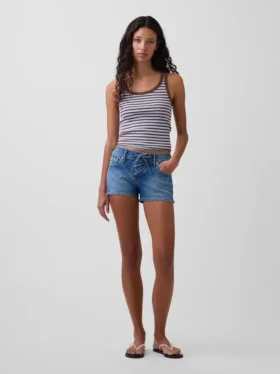 Pantaloncini in denim con chiusura allacciata a vita bassa da 3"