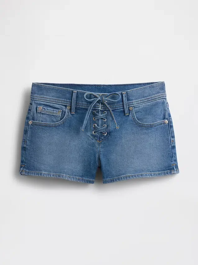 Pantaloncini in denim con chiusura allacciata a vita bassa da 3"