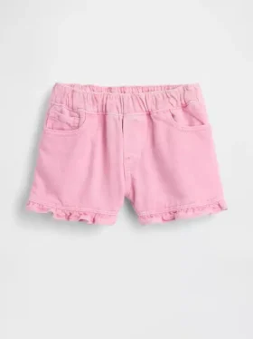 Pantaloncini in denim con volant a vita bassa per neonato & bebè