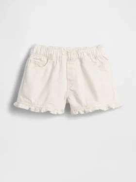 Pantaloncini in denim con volant a vita bassa per neonato & bebè