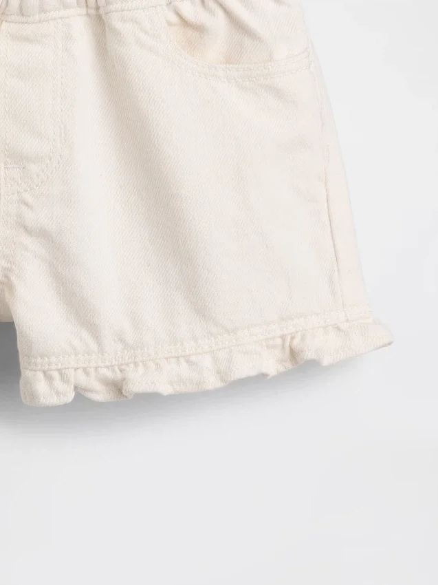 Pantaloncini in denim con volant a vita bassa per neonato & bebè