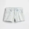 Pantaloncini in denim da bambino a vita bassa con ricamo a forma di limone