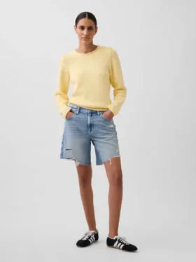 Pantaloncini in denim dal taglio ampio a vita media da 8"