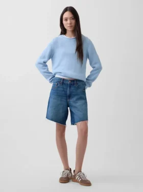 Pantaloncini in denim dal taglio ampio a vita media da 8"