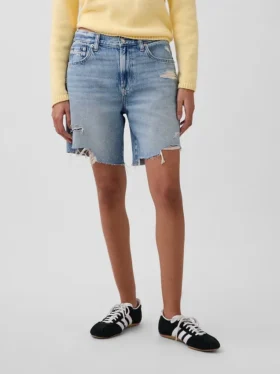 Pantaloncini in denim dal taglio ampio a vita media da 8″