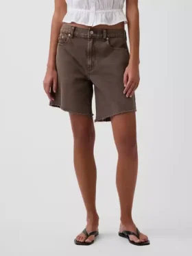 Pantaloncini in denim dal taglio ampio a vita media da 8″