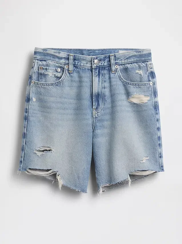 Pantaloncini in denim dal taglio ampio a vita media da 8"