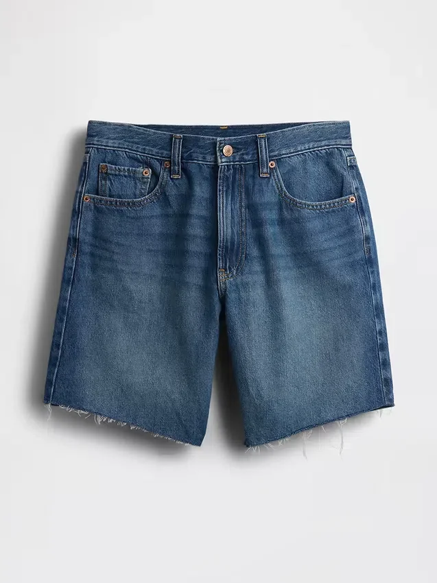 Pantaloncini in denim dal taglio ampio a vita media da 8"