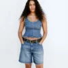 Pantaloncini in denim dal taglio ampio a vita media da 8"