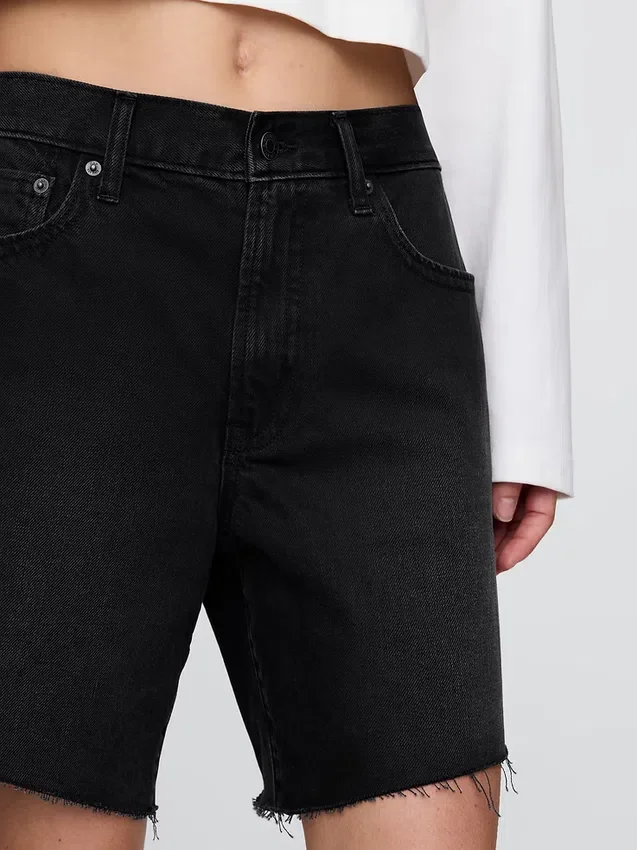 Pantaloncini in denim larghi stile anni '90 a vita media da 8"