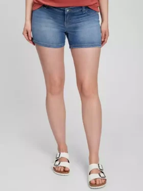 Pantaloncini in denim premaman con inserto da 4"