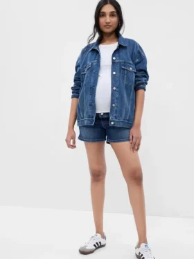 Pantaloncini in denim premaman con pannello intero da 4"