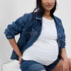 Pantaloncini in denim premaman con pannello intero da 4"