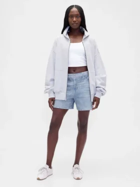 Pantaloncini in denim stampato a vita media