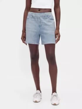 Pantaloncini in denim stampato a vita media
