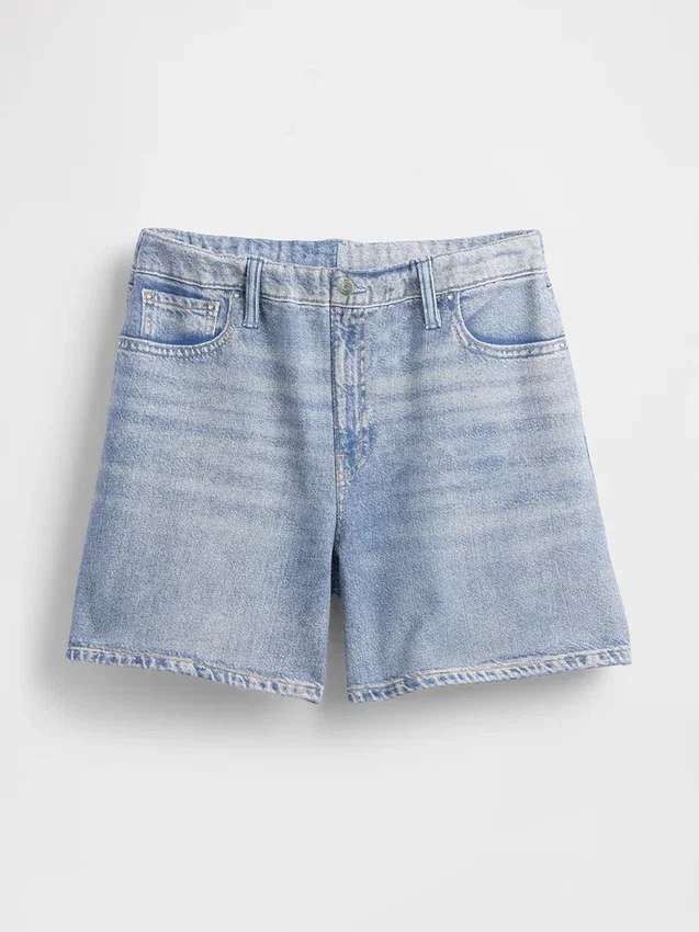 Pantaloncini in denim stampato a vita media