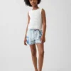 Pantaloncini in denim tie-dye a vita alta per bambini