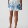Pantaloncini in denim tie-dye a vita alta per bambini