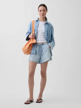 Pantaloncini in denim ultra morbidi a vita bassa da 3,5”