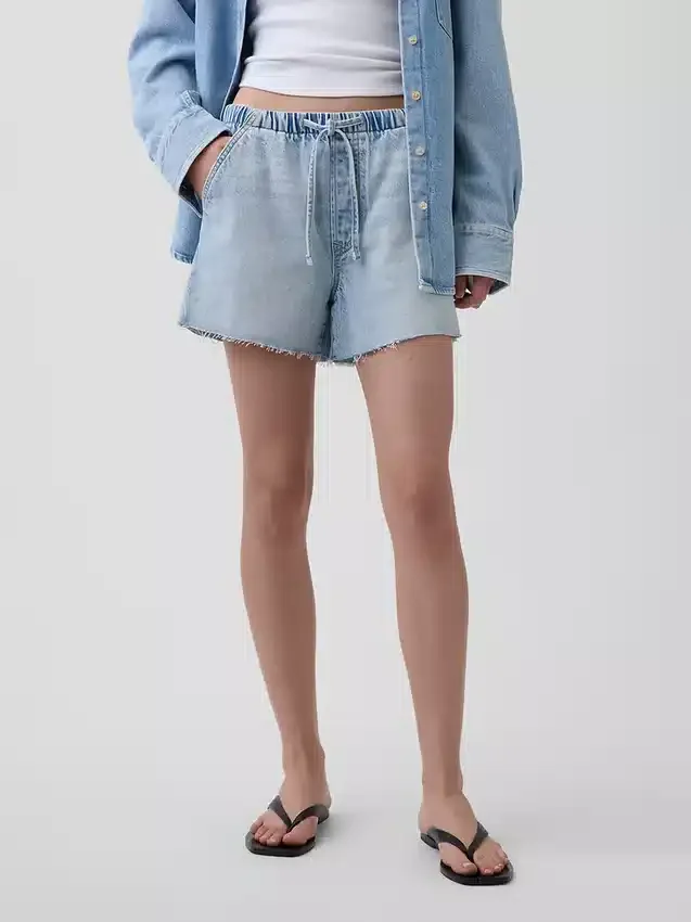 Pantaloncini in denim ultra morbidi a vita bassa da 3,5”