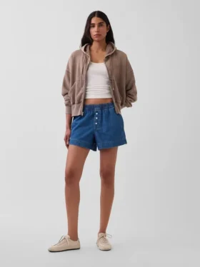 Pantaloncini in denim ultrasoft a vita media