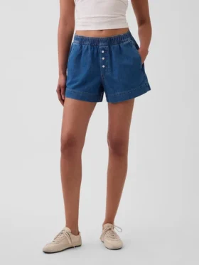 Pantaloncini in denim ultrasoft a vita media