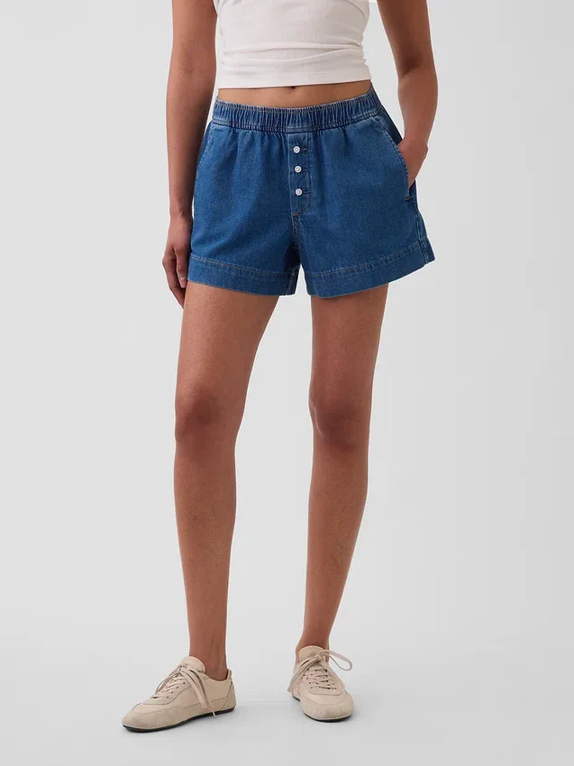 Pantaloncini in denim ultrasoft a vita media