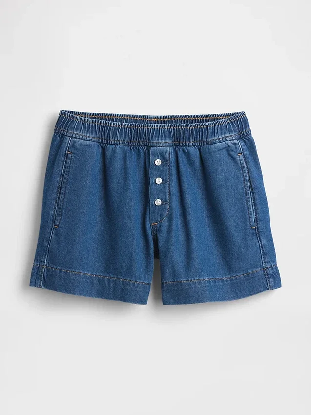 Pantaloncini in denim ultrasoft a vita media