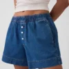 Pantaloncini in denim ultrasoft a vita media