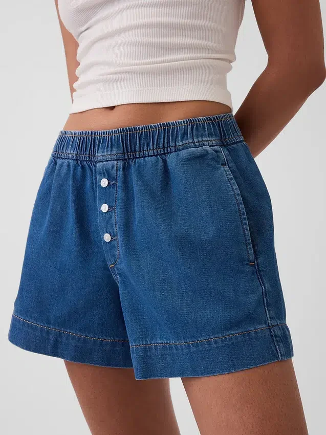 Pantaloncini in denim ultrasoft a vita media