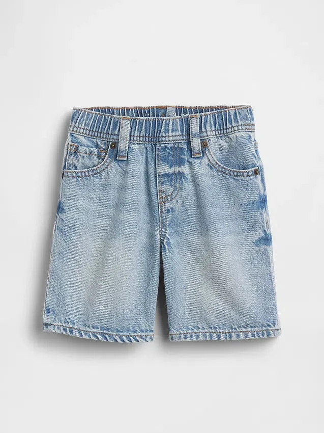 Pantaloncini in denim ultrasoft con elastico in vita per neonato & bebè