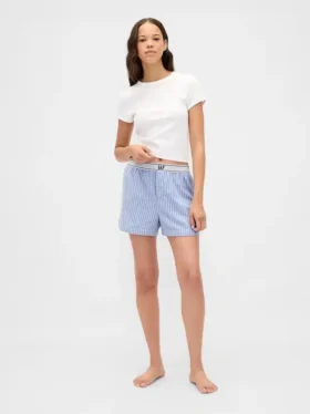 Pantaloncini in flanella con logo