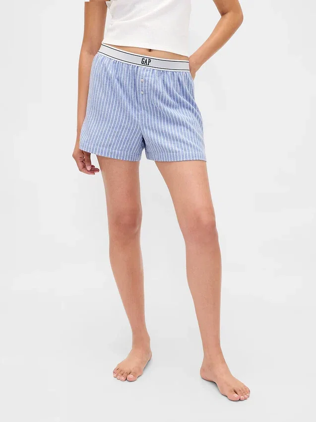 Pantaloncini in flanella con logo