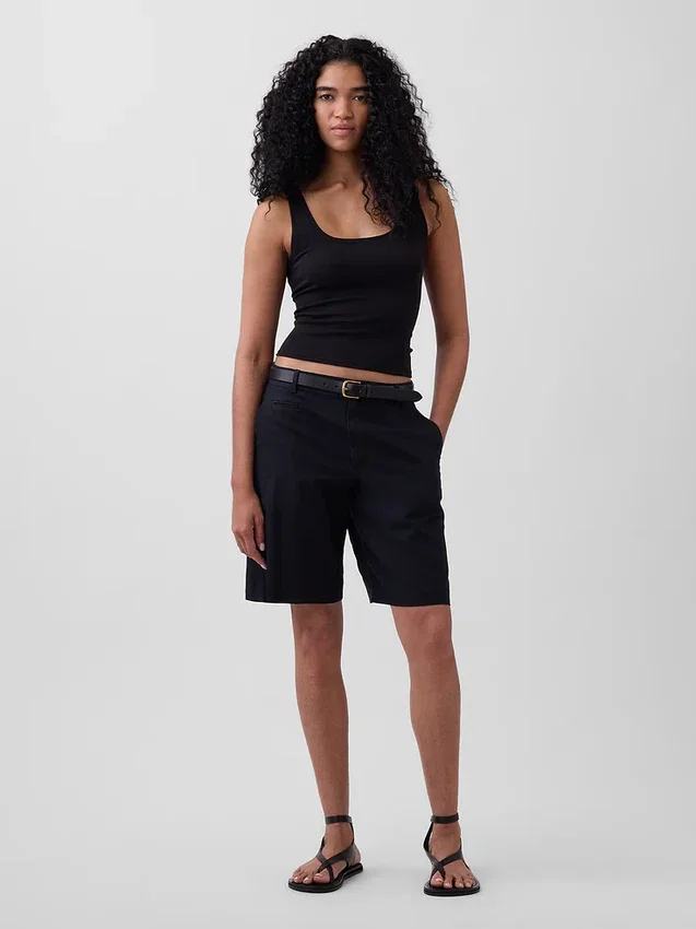 Pantaloncini in misto lino a vita bassa da 9"