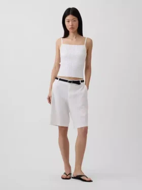 Pantaloncini in misto lino a vita bassa da 9"